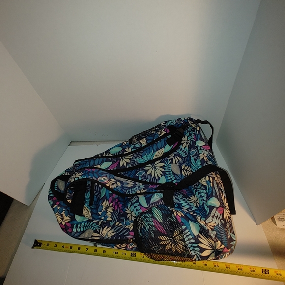 Hawaii Spirit Floral Design Canvas Backpack Beach Bag 2 bottle holders - Picture 10 of 16